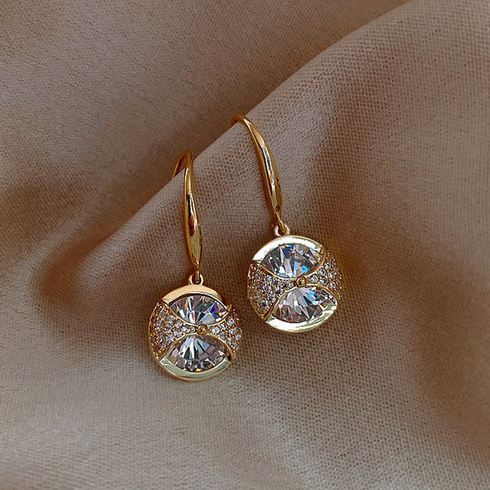 Pendientes de diamantes grandes y redondos, pendientes de estilo sencillo y moderno