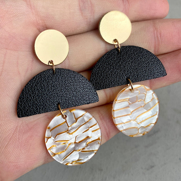 Printed acrylic splicing earrings