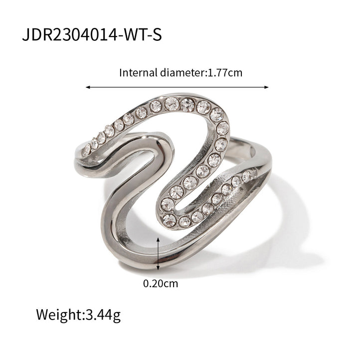 New 18K Stainless Steel Double Layer Ring - Women's Fashionable Tarnish-Resistant Jewelry