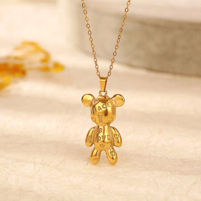 Bear letter necklace, 18K titanium steel light luxury fashion jewelry