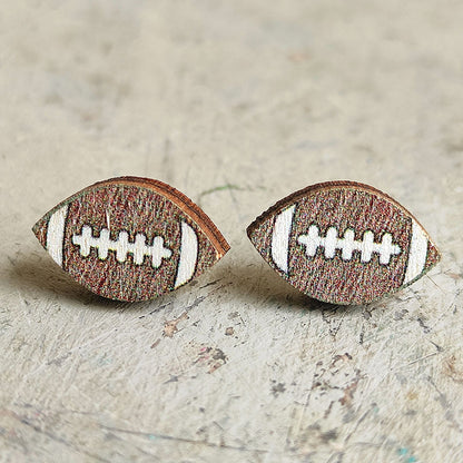 Wooden Rugby Earrings