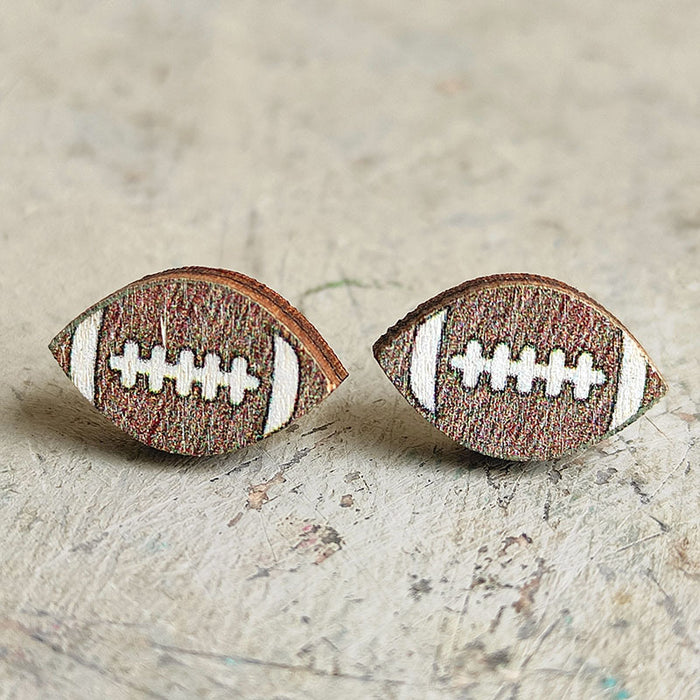 Wooden basketball earrings