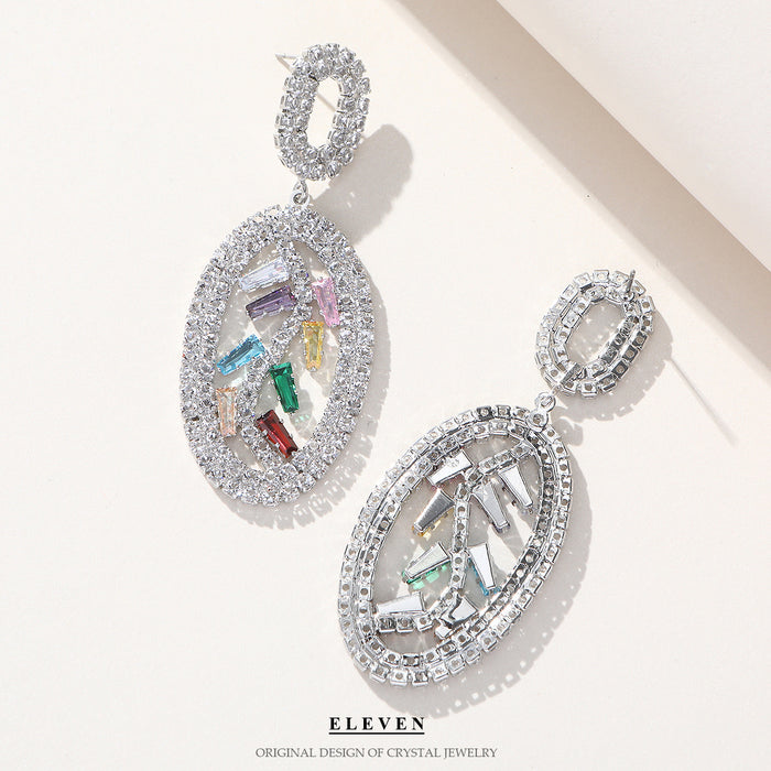 Exaggerated Colorful Rhinestone Earrings - Trendy Long Drop Earrings for Women