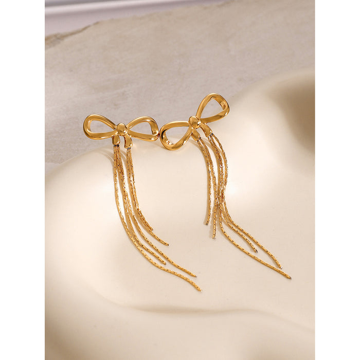 18K Gold Plated Stainless Steel Diagonal Threaded Earrings - Minimalist Luxury Jewelry