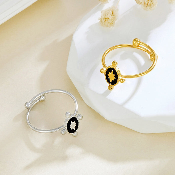 Wholesale 18K gold titanium steel drip star oval open ring