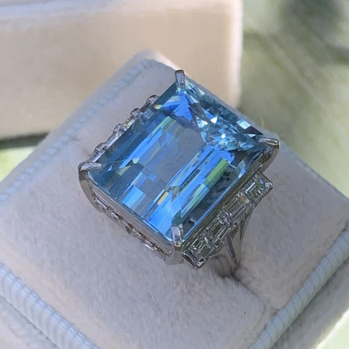 Anillo de compromiso de circonita azul súper grande, venta al por mayor de joyería transfronteriza