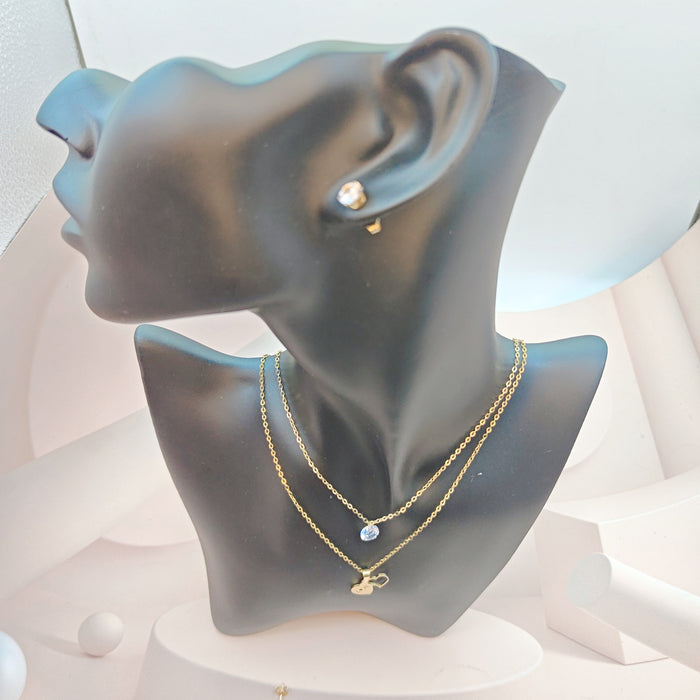 Pendientes de plata con forma de corazón de acero inoxidable y acero de titanio al por mayor