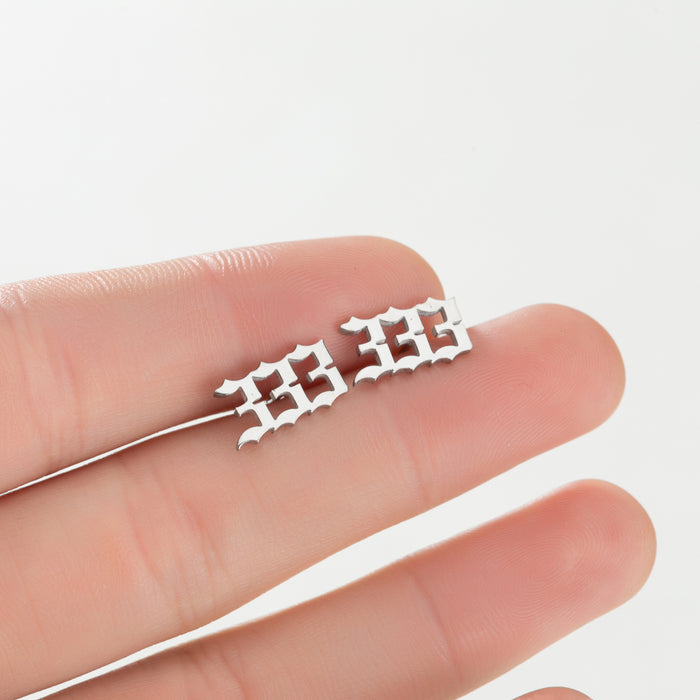 Number Combination Stainless Steel Stud Earrings - Customizable and Stylish Jewelry