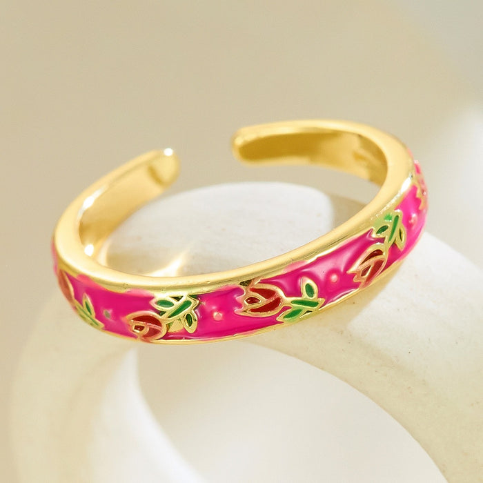 Wholesale dripping flower open rings