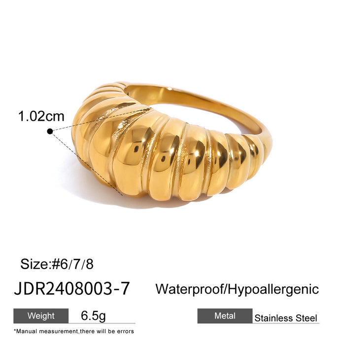 Stainless steel 18k gold croissant ring