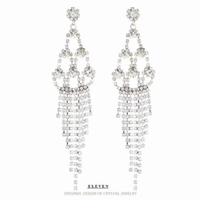 Steel Stud Zircon Earrings - Luxury Dangles for a Sophisticated Look