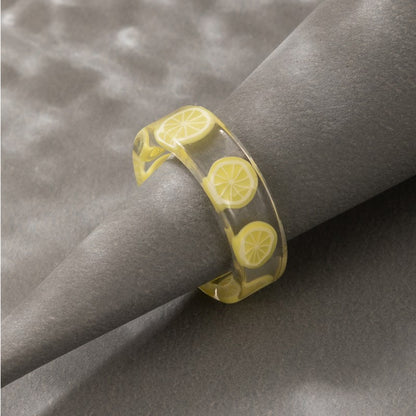 Transparent acrylic resin ring, retro ins style diamond design