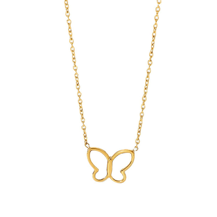 14K Gold-Plated Butterfly Pendant Necklace with White Shell - Women's Fashion Jewelry