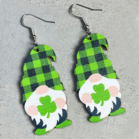 Wooden St. Patrick's Day Earrings