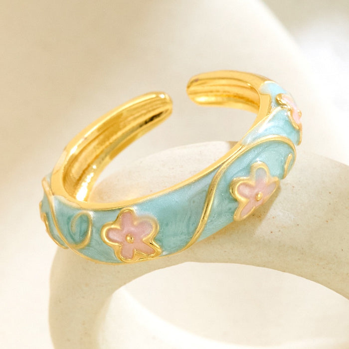 Wholesale copper colored flower drip rings