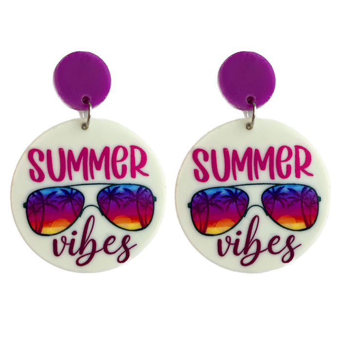 Summer seaside scenery acrylic earrings - wallojewerly 