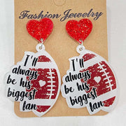 Acrylic Baseball Heart Earrings