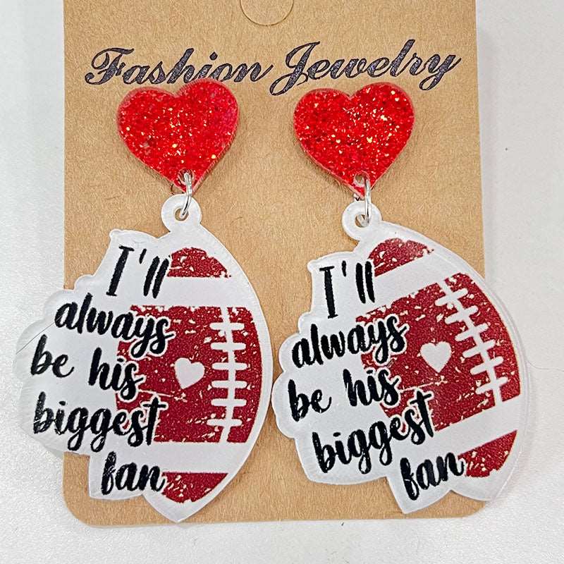 Acrylic Baseball Heart Earrings