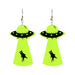 Halloween Skull Alien UFO Witch Furnace Fluorescent Acrylic Earrings - wallojewerly 