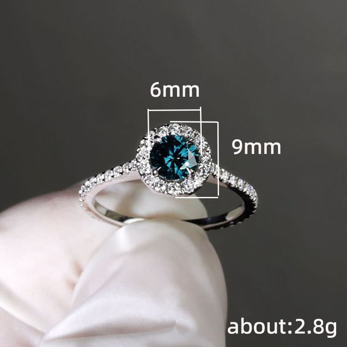 Lady's round zircon ring micro-inlaid classic evening ring jewelry