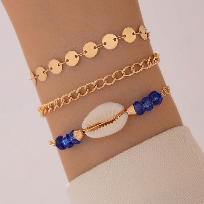 Bohemian Woven Rope Shell Bracelet Set - Four-Piece Jewelry for Beachwear