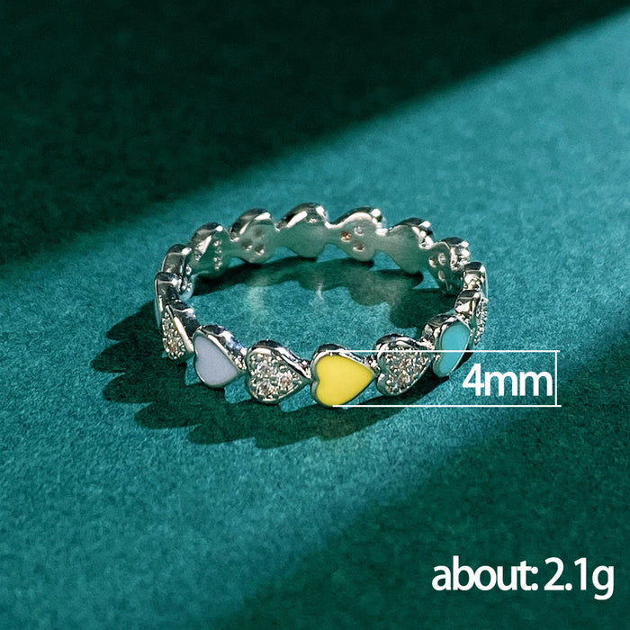 Colorful love dripping glue ring niche design ring