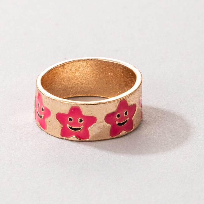 Irregular geometric red flame oil drip ring