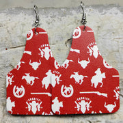 Cross Teardrop Leather Earrings with Western Flag Sunflower and Boot Design - wallojewerly 