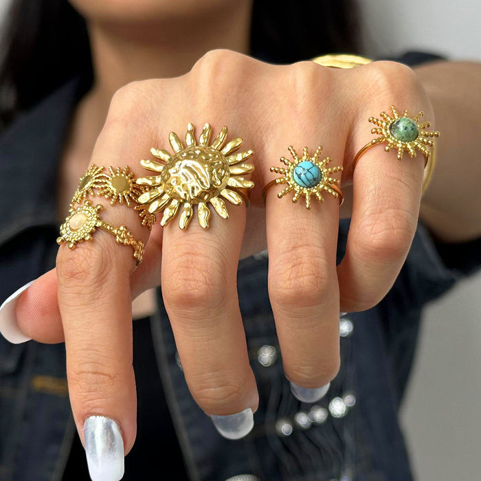 Stainless steel turquoise ring