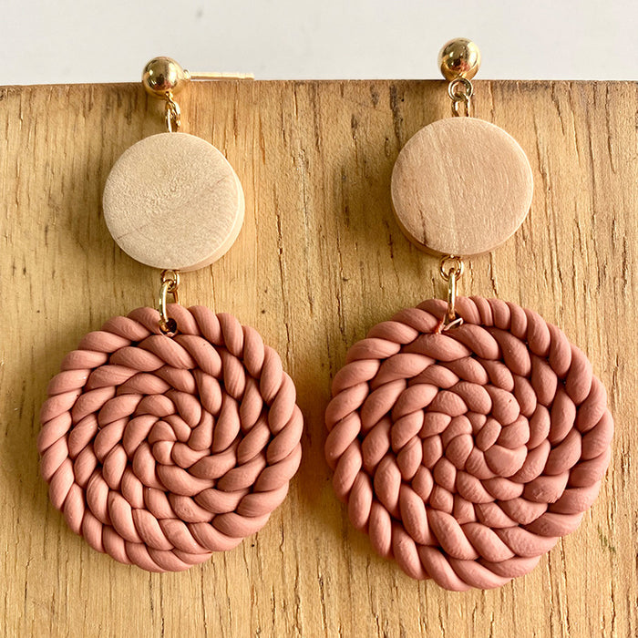 Handcrafted Geometric Embossed Clay Earrings - Stylish and Unique Jewelry