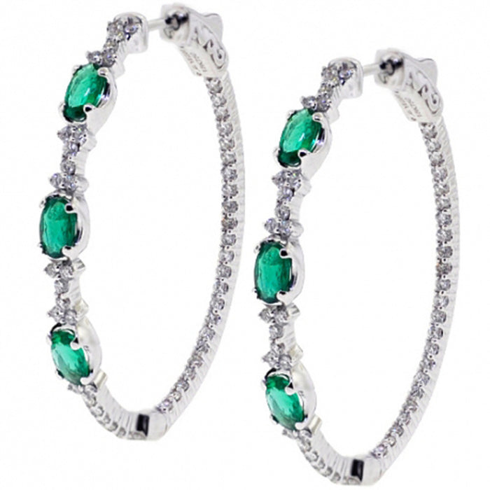 Micro-paved Green Zirconia Large Hoop Earrings