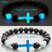 Wholesale Multi-colored Glow-in-the-Dark Volcanic Stone Bracelets with Cross Beads - wallojewerly 