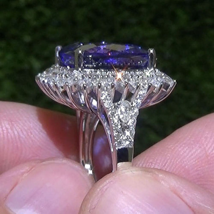 Purple diamond colored gemstone zircon ring fashionable anniversary accessories