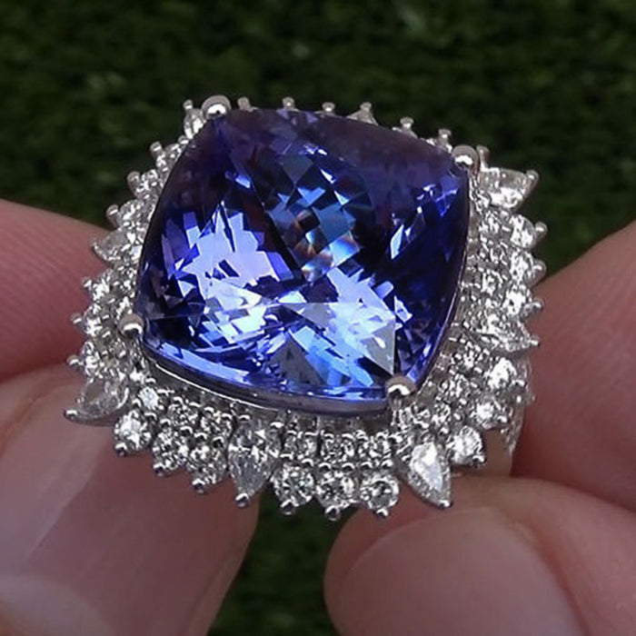 Purple diamond colored gemstone zircon ring fashionable anniversary accessories