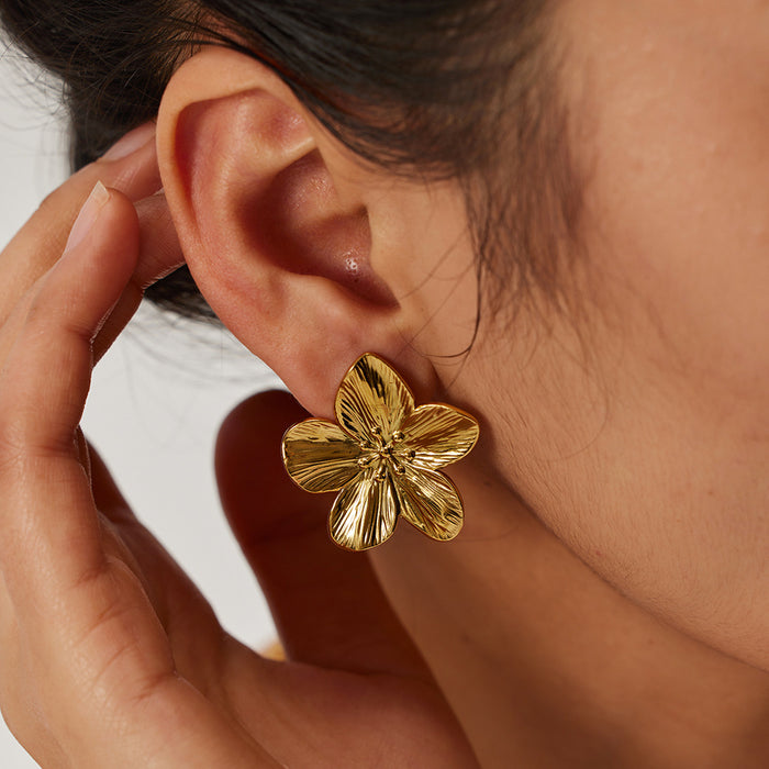 Designer 18K Gold Stainless Steel Gold-Silver Daisy Earrings - Floral Series Jewelry