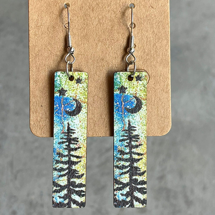 Wooden tree earrings