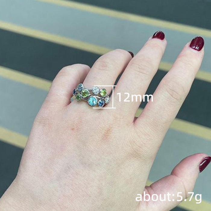 Personalized colorful round ring, high-end and versatile birthday index finger ring