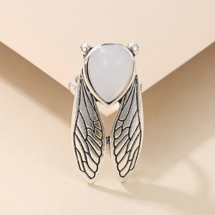 Cicada diamond ethnic style single ring