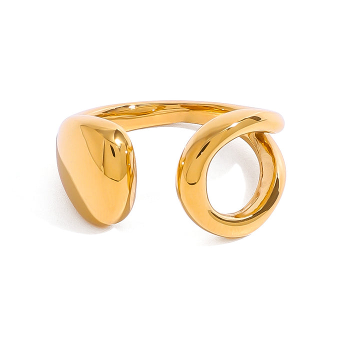 Stainless steel 18k gold open hollow ring