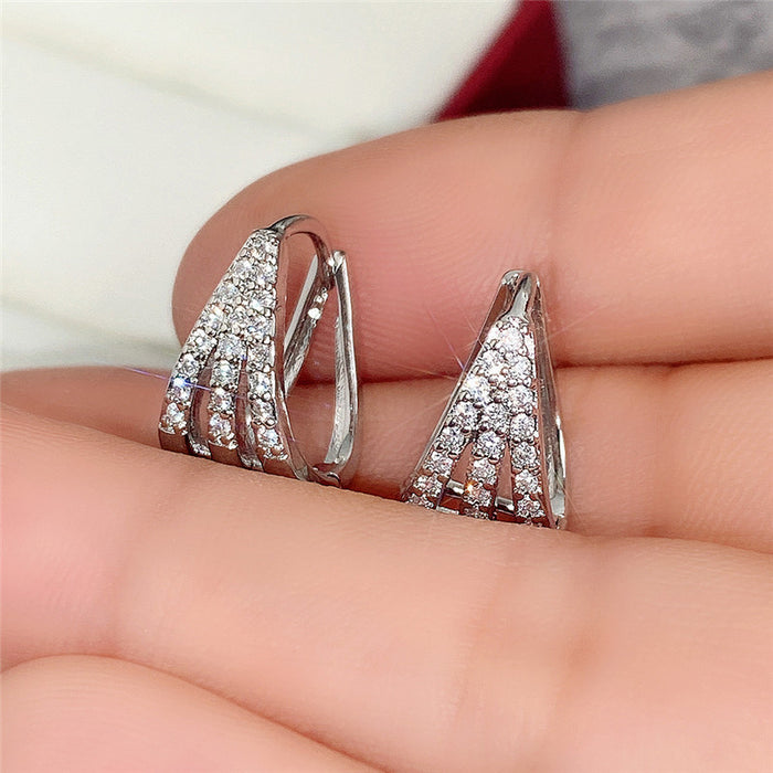 Geometric zircon earrings full of diamonds wholesale