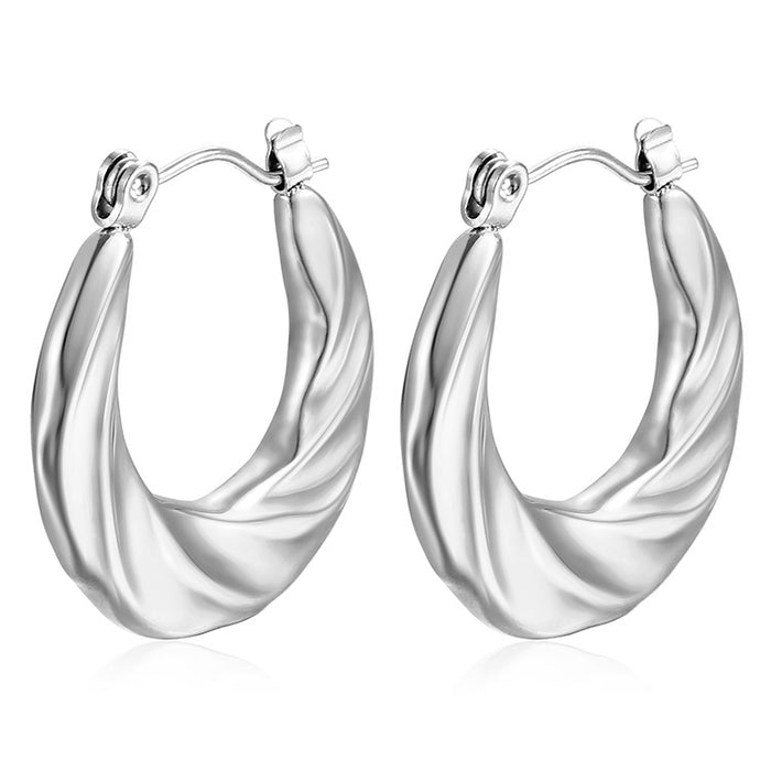 Twisted irregular stainless steel earrings, trendy light luxury style women's earrings