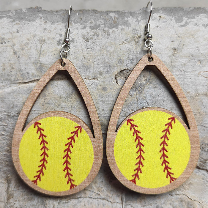 Wooden basketball earrings