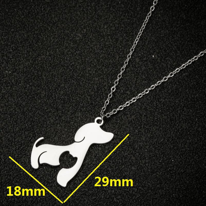 Cute dog pendant necklace, autumn and winter small animal light luxury sweater chain stainless steel wholesale