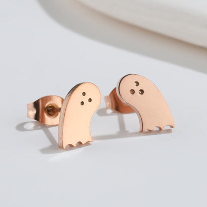 Ghost and Dinosaur Stainless Steel Earrings - 18K Gold Plated Halloween Jewelry