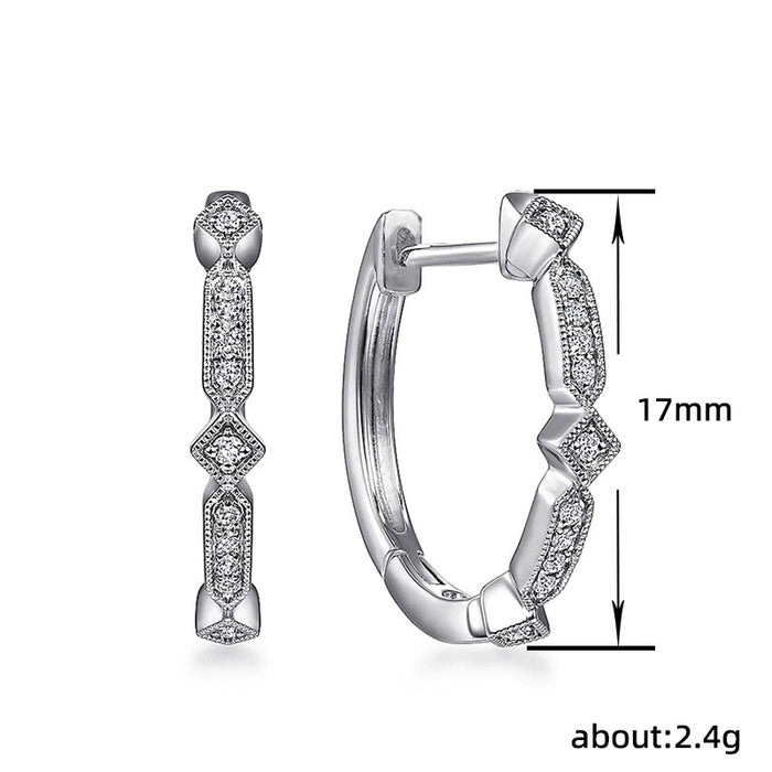 Small diamond-shaped zirconia earrings