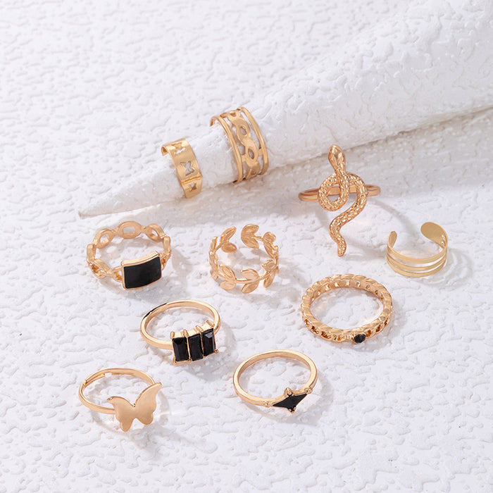 Smooth plain ring seven-piece set