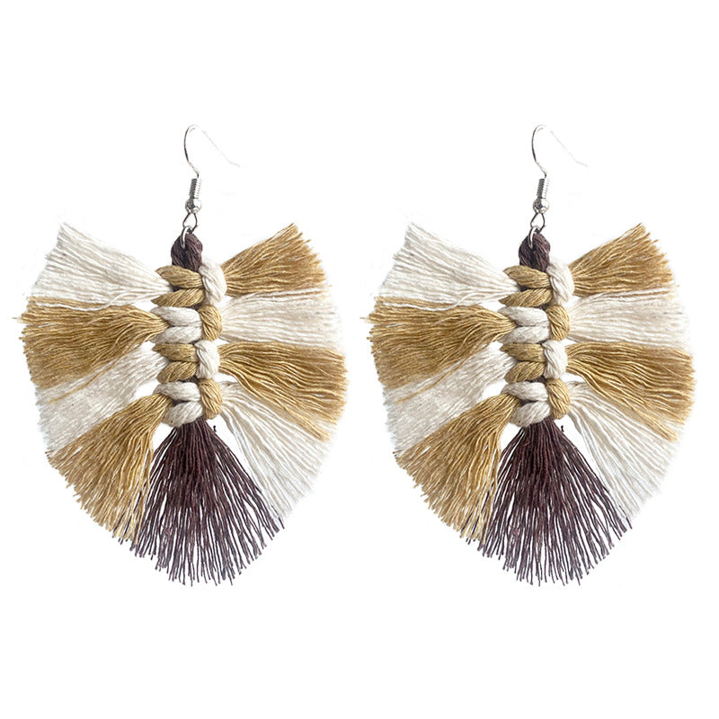 Bohemian Tassel Earrings with Wooden Design for Wedding and Gifts