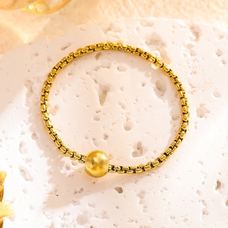 Wholesale titanium steel gold bead chain rings - wallojewerly 