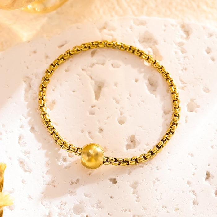 Wholesale titanium steel gold bead chain rings