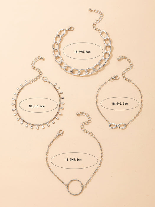 Geometric Irregular Bracelet Set - Circle Chain Waterdrop Bracelet Combo